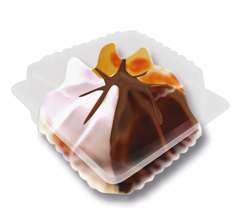 „JAGA” lody śmietankowo-czekoladowo-toffi z sosem o smaku czkoladowym